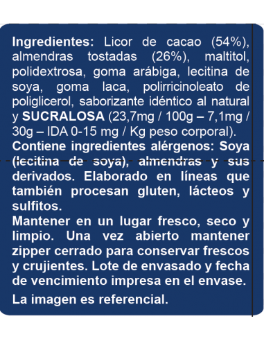 CAJA DE ALM/CACAO 85% ENLÍNEA 100 GRS X 18 UN