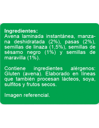 CAJA DE AVENA MULTISEMILLA MANZANA/PASAS ENLÍNEA 600 GRS X 11 UN