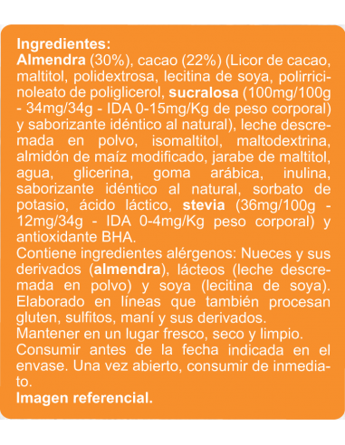 CAJA DE BARRA DE ALMENDRA CUBIERTA CON CACAO ENLÍNEA 170 GRS X 15 UN