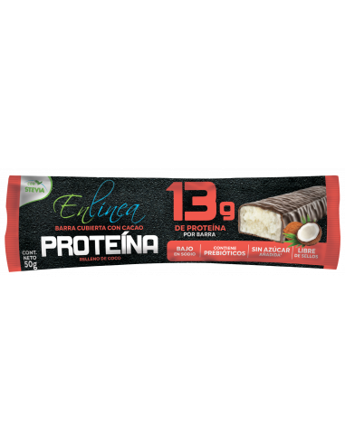 CAJA DE BARRA DE PROTEINA COCO ENLÍNEA 250 GRS X 15 UN