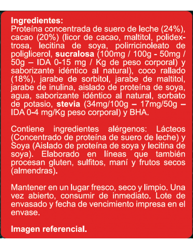 CAJA DE BARRA DE PROTEINA COCO ENLÍNEA 250 GRS X 15 UN