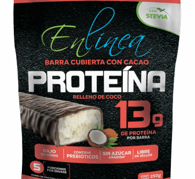 CAJA DE BARRA DE PROTEINA COCO ENLÍNEA 250 GRS X 15 UN