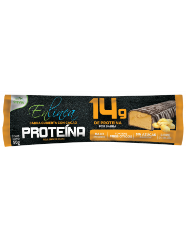 CAJA DE BARRA DE PROTEINA MANI ENLÍNEA 250 GRS X 15 UN
