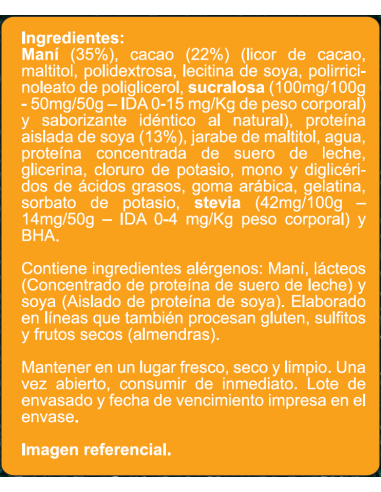 CAJA DE BARRA DE PROTEINA MANI ENLÍNEA 250 GRS X 15 UN