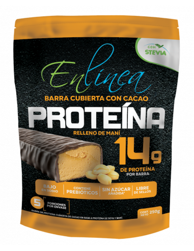CAJA DE BARRA DE PROTEINA MANI ENLÍNEA 250 GRS X 15 UN