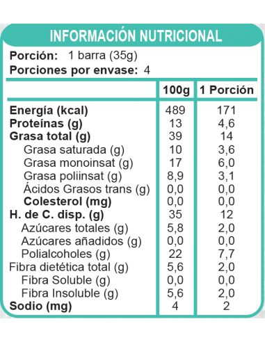 CAJA DE BAR LOWCARB CACAO ENLÍNEA 140 GRS X 15 UN