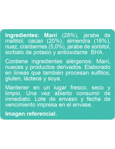 CAJA DE BAR LOWCARB CACAO ENLÍNEA 140 GRS X 15 UN