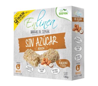 CAJA DE BARRRA DE CEREAL ALMENDRA COCO ENLÍNEA 120 GRS X 15 UN