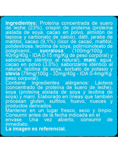 CAJA DE BARRA PROTEINA CHOCOLATE ENLÍNEA 200 GRS X 15 UN