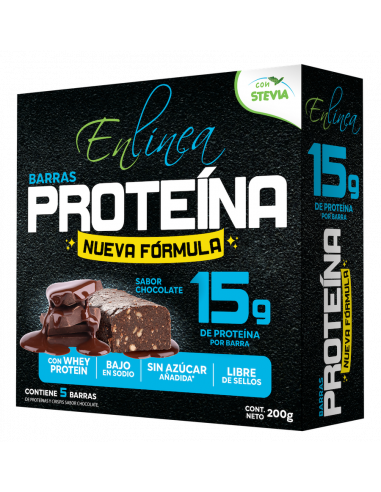 CAJA DE BARRA PROTEINA CHOCOLATE ENLÍNEA 200 GRS X 15 UN