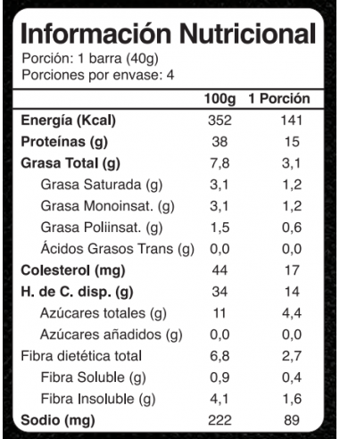 CAJA DE BARRA ENERGIZANTE CHOCOLATE EN LÍNEA 160 GRS X 15 UN