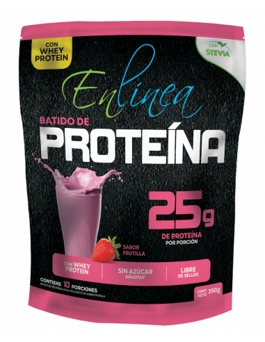 CAJA DE BATIDO PROTEINA FRUTILLA ENLÍNEA 350 GRS X 14 UN