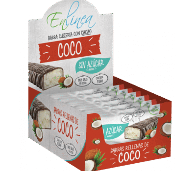 DISPLAY BARRA DE COCO CUBIERTA CON CACAO ENLÍNEA 680 GRS X 20 UN