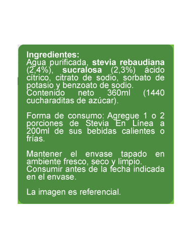 CAJA DE ENDULZANTE EN LÍNEA STEVIA SUCRALOSA 360 GRS X 20 UN