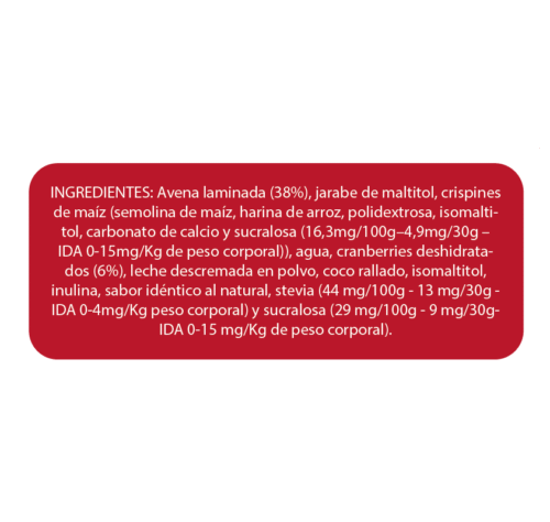 CAJA DE GRANOLA EN LÍNEA CON CRANBERRIES 320 GRS X 10 UN