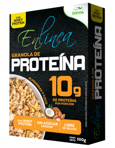 CAJA DE GRANOLA PROTEINA ALMENDRA EN LÍNEA 320 GRS X 10 UN