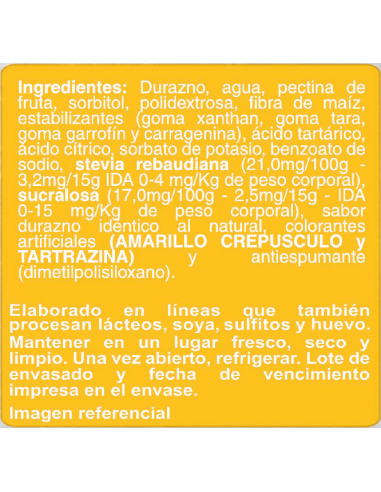 CAJA DE MERMELADA DURAZNO ENLINEA SACHET 0% AZÚCAR 200 GRS X 24 UN