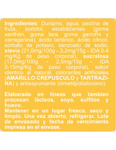 CAJA DE MERMELADA DURAZNO ENLINEA DOYPACK 350 GRS X 12 UN