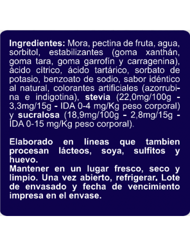 CAJA DE MERMELADA MORA ENLINEA DOYPACK 350 GRS X 12 UN